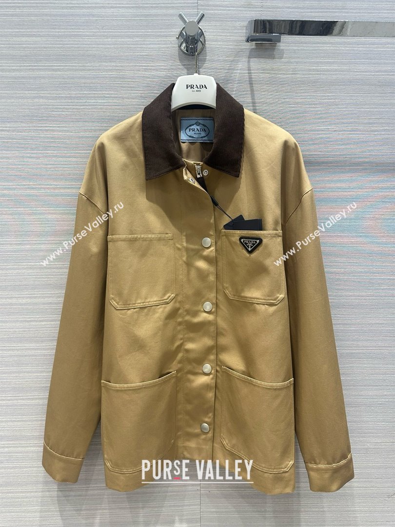 Prada Technical canvas blouson jacket camel brown 2024 (QIQI-240325-08)