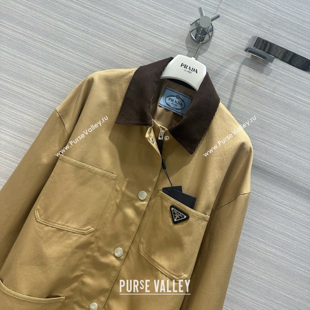 Prada Technical canvas blouson jacket camel brown 2024 (QIQI-240325-08)