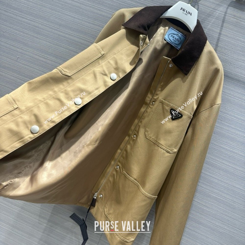 Prada Technical canvas blouson jacket camel brown 2024 (QIQI-240325-08)