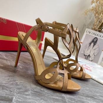 Christian Louboutin double L sandals in patent leather nude pink 2020 (modeng-210305-20)