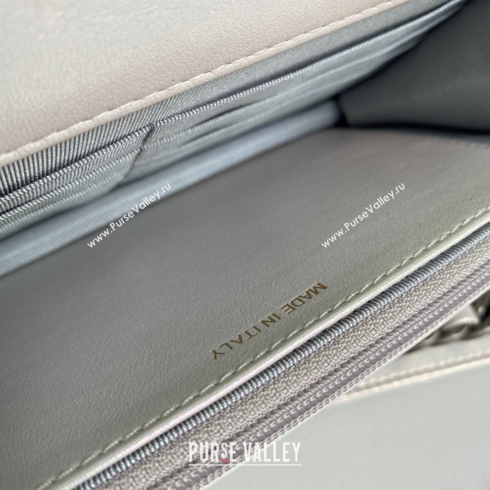 Chanel 19 Shiny Lambskin Wallet On Chain WOC Bag AP3267 Silver 2023 (JIYUAN-231215-08)