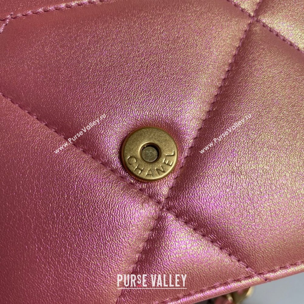 Chanel 19 Shiny Lambskin Wallet On Chain WOC Bag AP3267 pink 2023 (JIYUAN-231215-09)