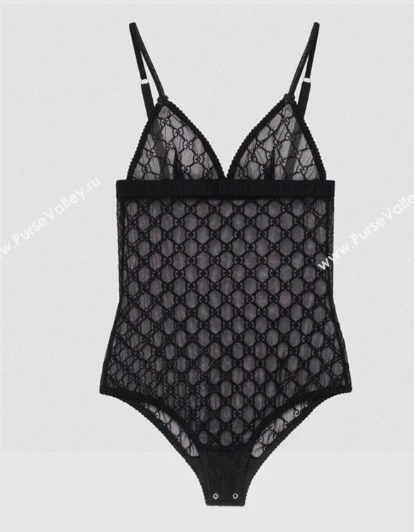 Gucci GG tulle bodysuit black 2023 (shishang-230918-01)