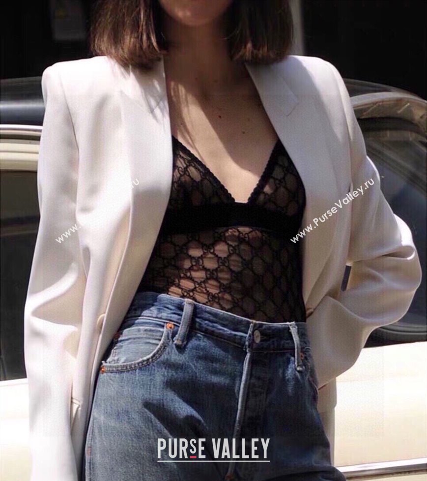 Gucci GG tulle bodysuit black 2023 (shishang-230918-01)