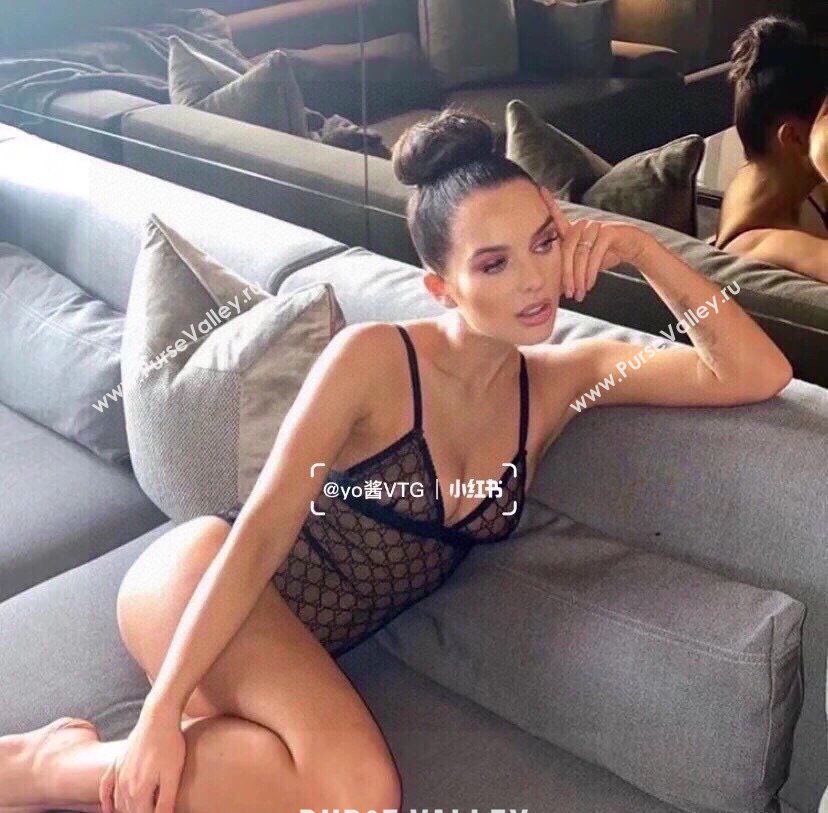 Gucci GG tulle bodysuit black 2023 (shishang-230918-01)