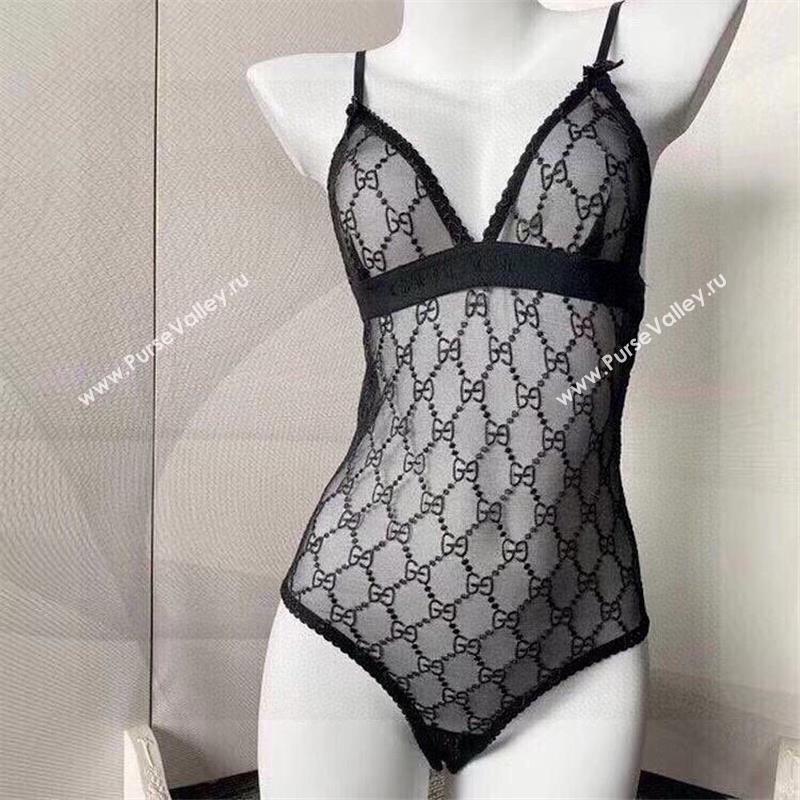 Gucci GG tulle bodysuit black 2023 (shishang-230918-01)