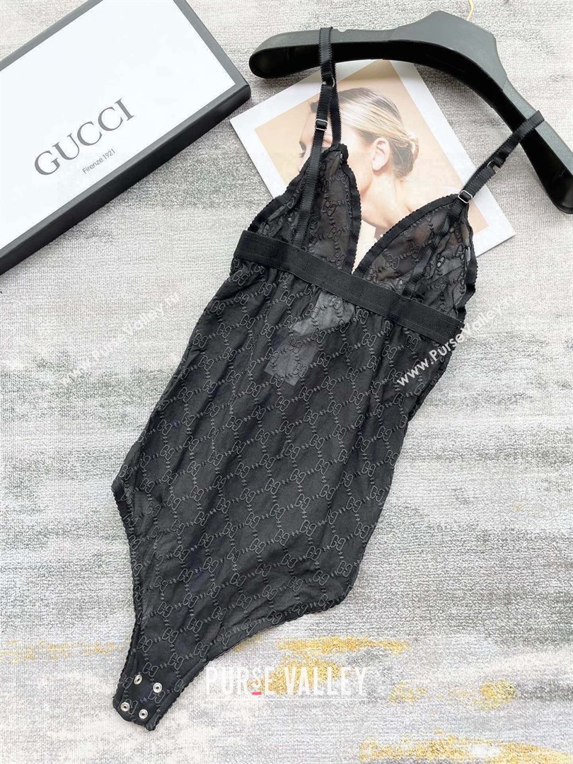 Gucci GG tulle bodysuit black 2023 (shishang-230918-01)