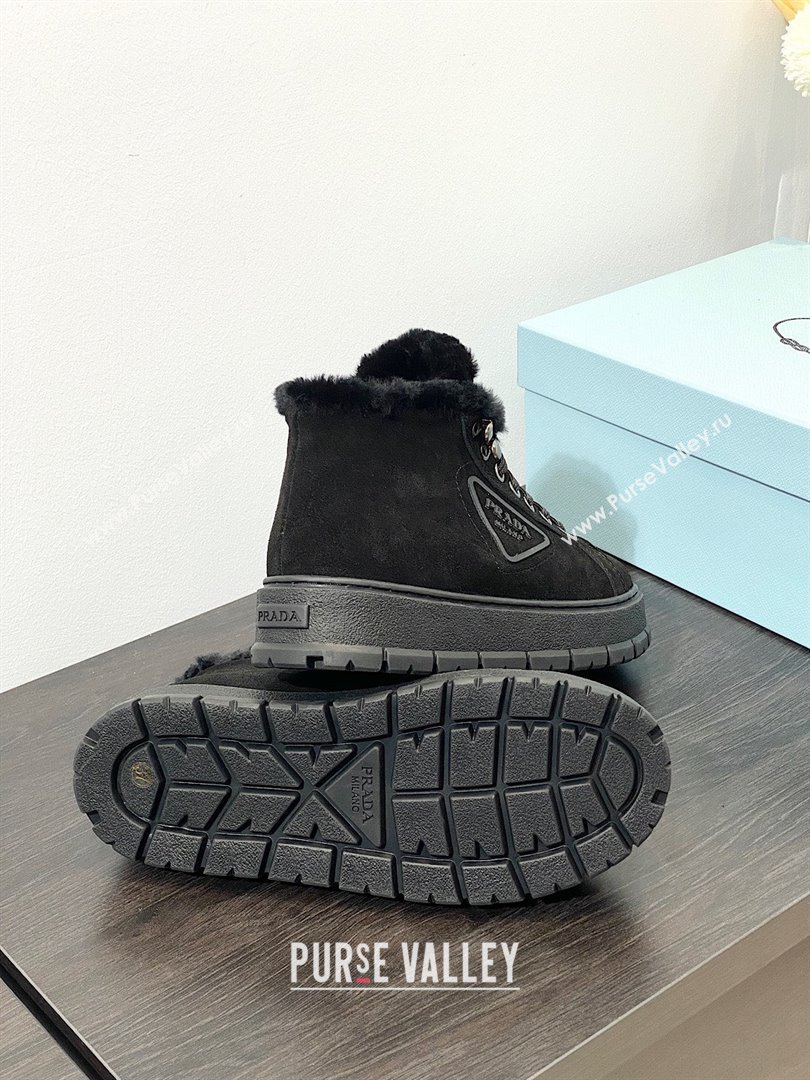 Prada Nylon Shearling Mid-Top Sneakers black 2023 (modeng-231102-02)