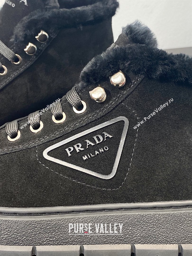 Prada Nylon Shearling Mid-Top Sneakers black 2023 (modeng-231102-02)