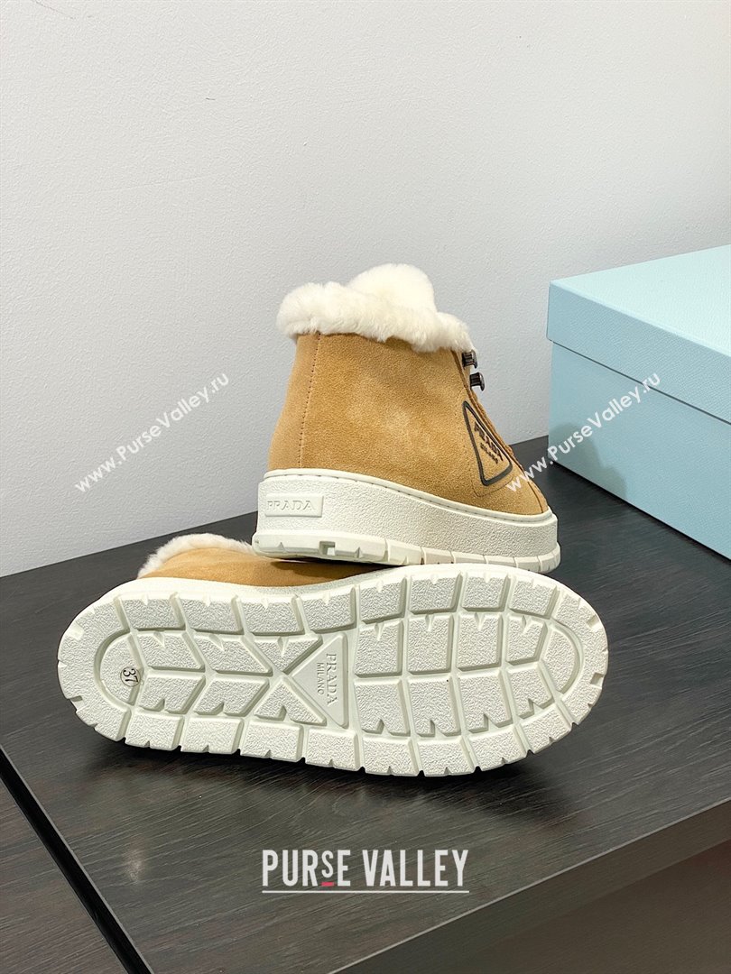Prada Nylon Shearling Mid-Top Sneakers brown 2023 (modeng-231102-01)
