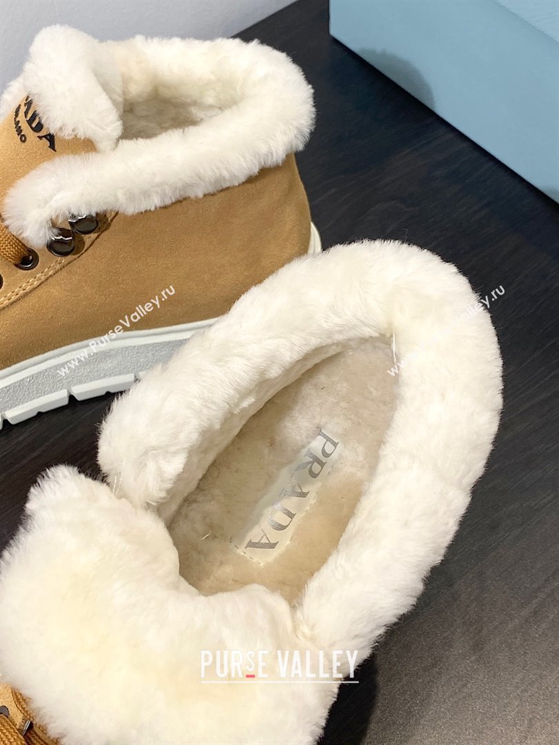 Prada Nylon Shearling Mid-Top Sneakers brown 2023 (modeng-231102-01)