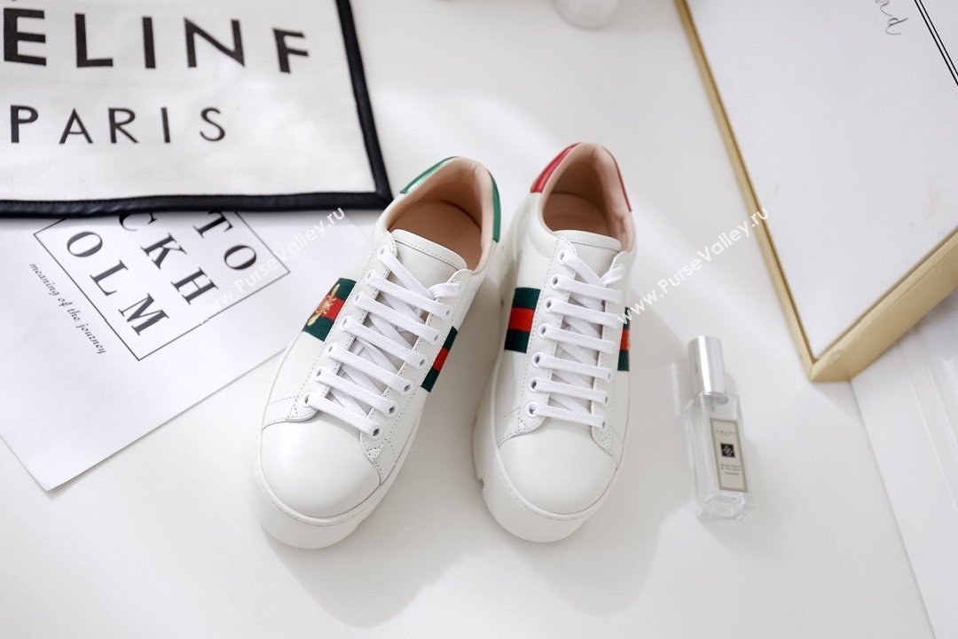 Gucci Web Bee Ace Platform 4.5cm Sneakers White 2021 (modeng-210305-01)