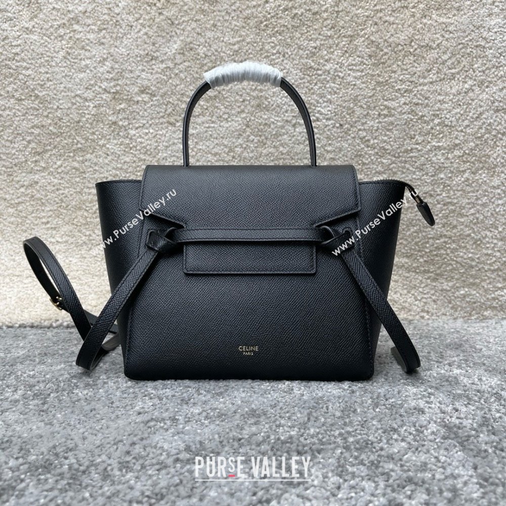 Celine Nano Belt bag in grained calfskin black 2024 (jiangxin-240422-28)