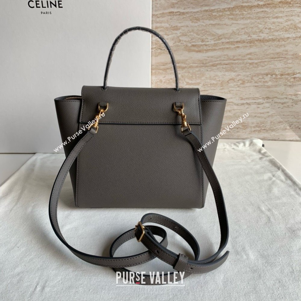 Celine Nano Belt bag in grained calfskin gris etain 2024 (jiangxin-240422-27)