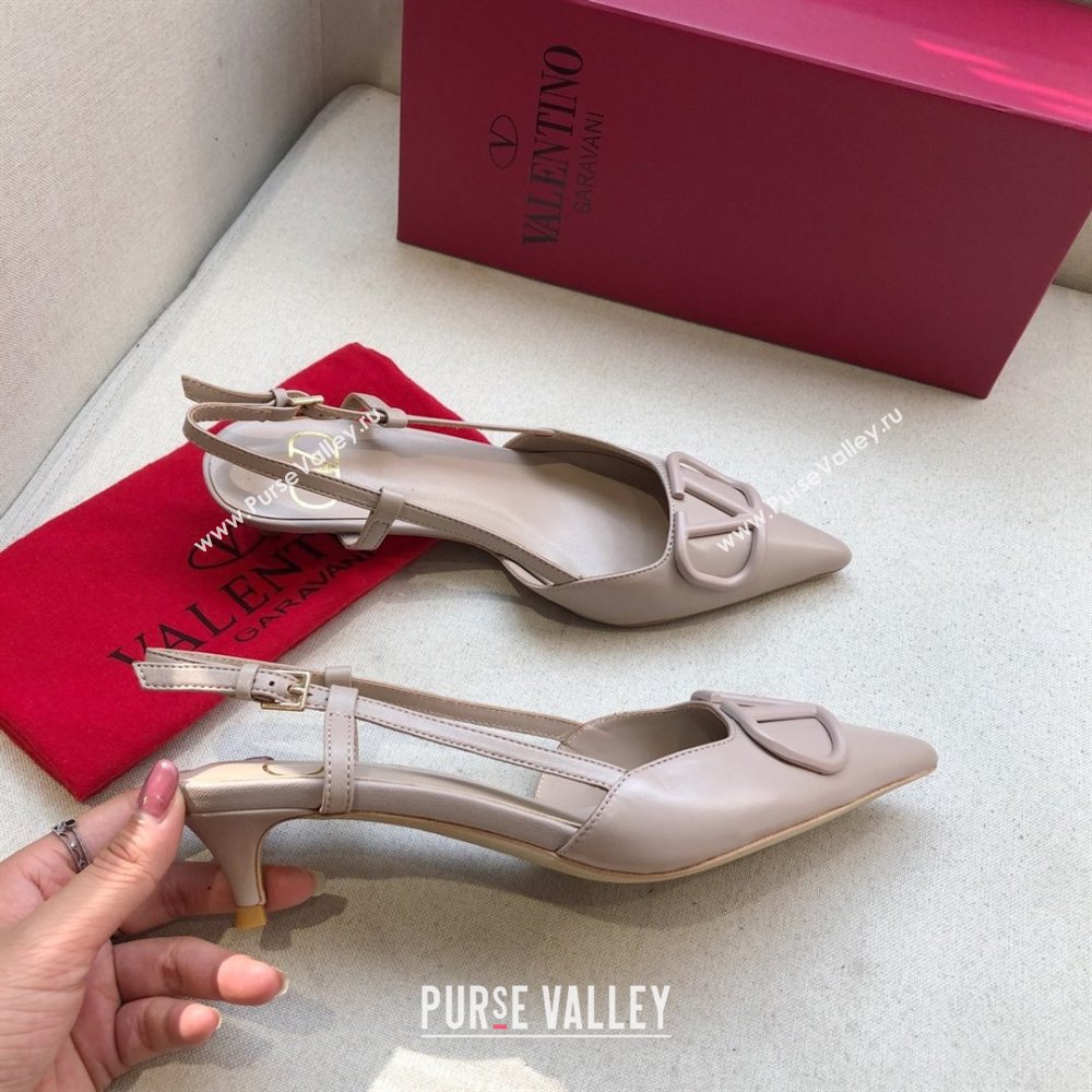 Valentino Heel 4cm VLOGO Calfskin Slingback Pumps nude 2020 (modeng-210305-05)