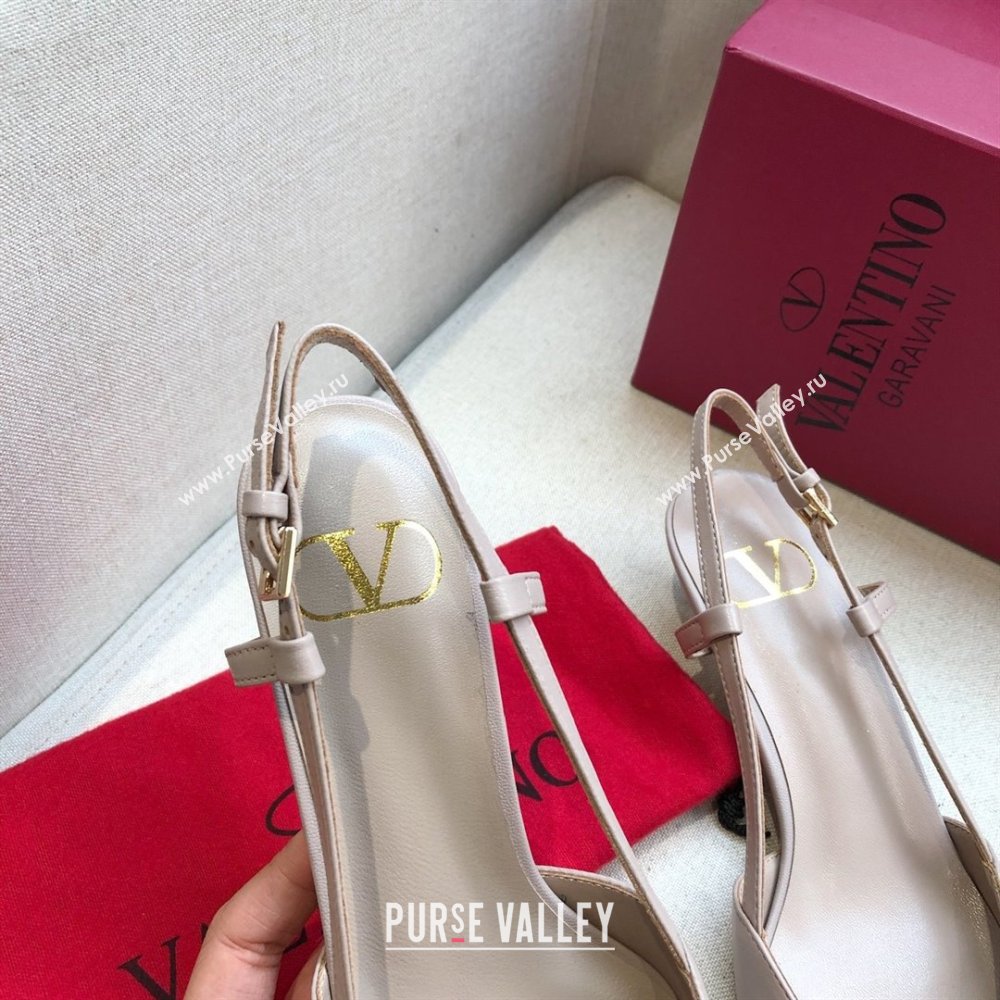 Valentino Heel 4cm VLOGO Calfskin Slingback Pumps nude 2020 (modeng-210305-05)