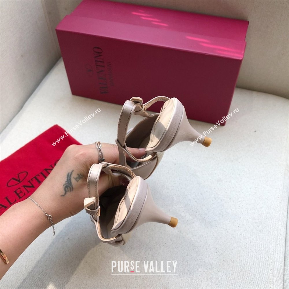 Valentino Heel 4cm VLOGO Calfskin Slingback Pumps nude 2020 (modeng-210305-05)