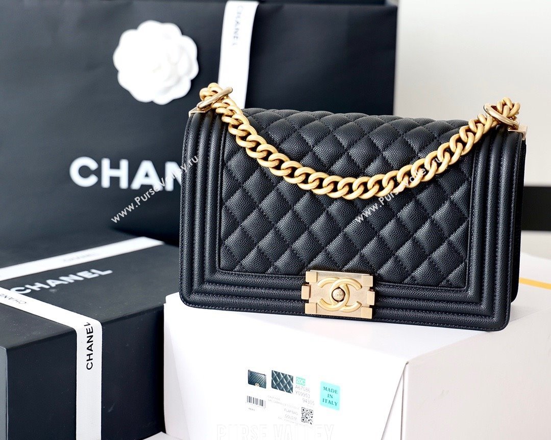Chanel Medium Le Boy Bag In Caviar Leather black With Gold Hardware(Original Quality) (shunyang-231106-01)