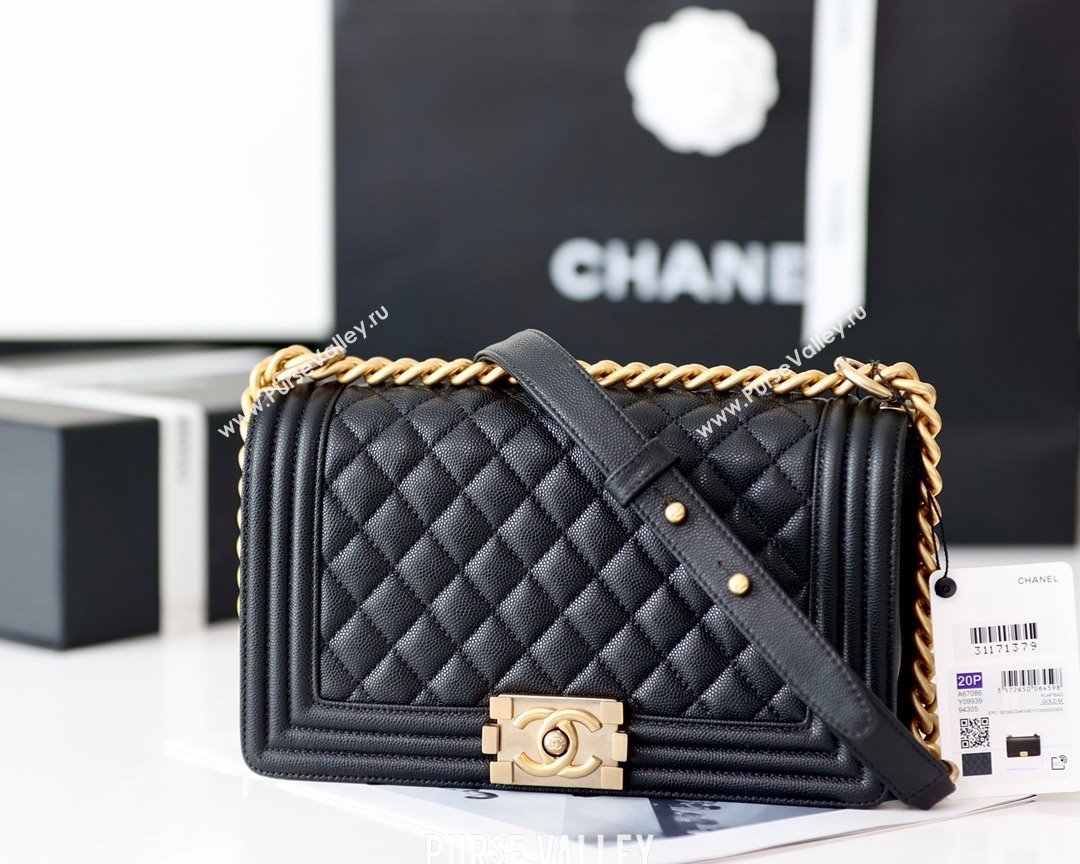Chanel Medium Le Boy Bag In Caviar Leather black With Gold Hardware(Original Quality) (shunyang-231106-01)