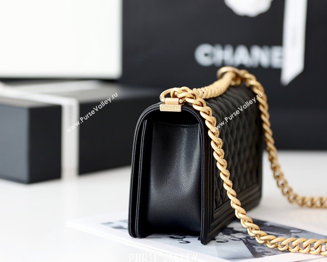 Chanel Medium Le Boy Bag In Caviar Leather black With Gold Hardware(Original Quality) (shunyang-231106-01)