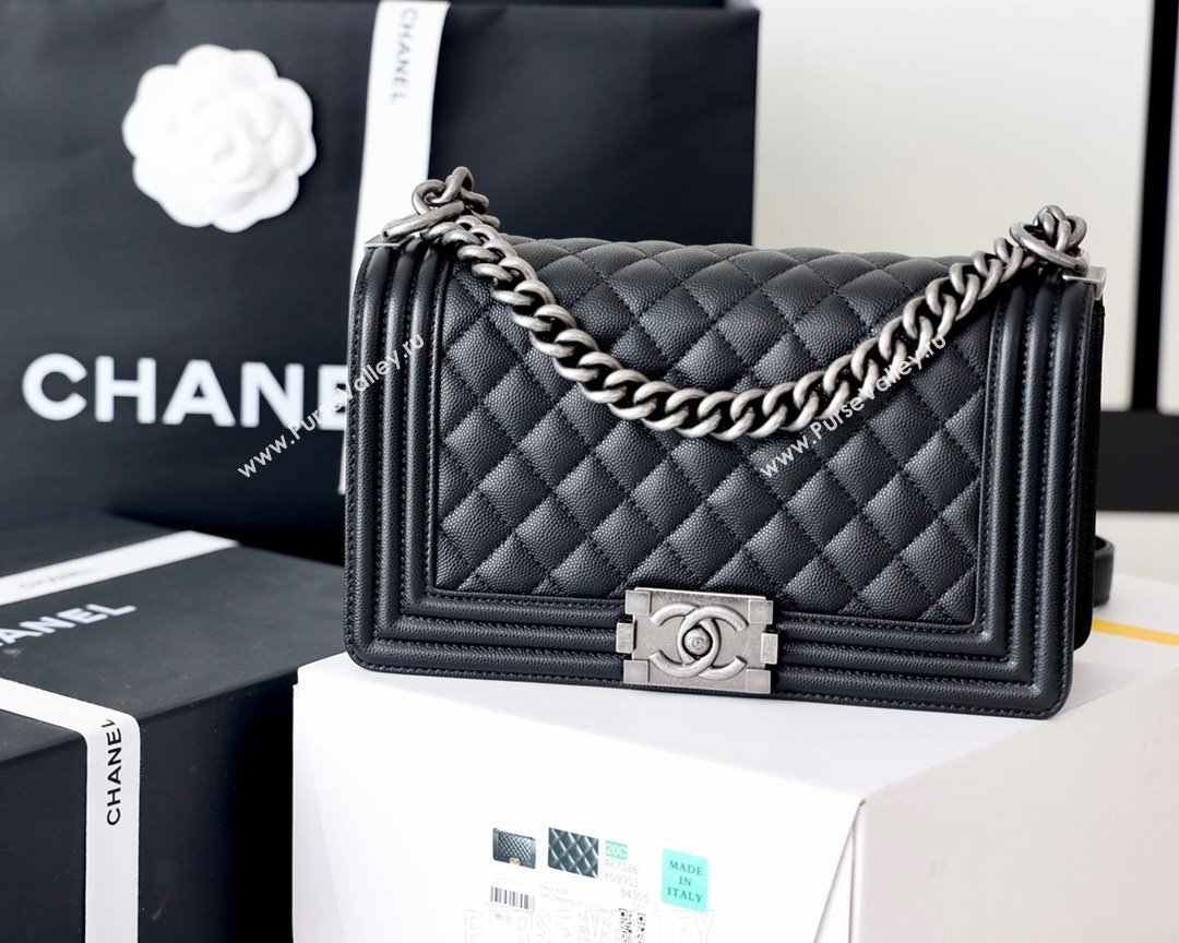 Chanel Medium Le Boy Bag In Caviar Leather black With silver Hardware(Original Quality) (shunyang-231106-02)