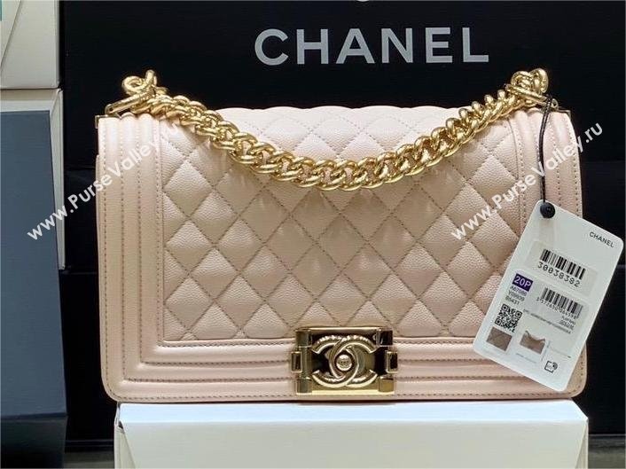 Chanel Medium Le Boy Bag In Caviar Leather pink With Gold Hardware(Original Quality) (shunyang-231106-05)