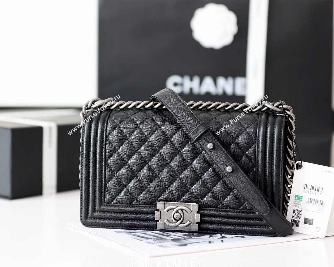 Chanel Medium Le Boy Bag In Caviar Leather black With silver Hardware(Original Quality) (shunyang-231106-02)