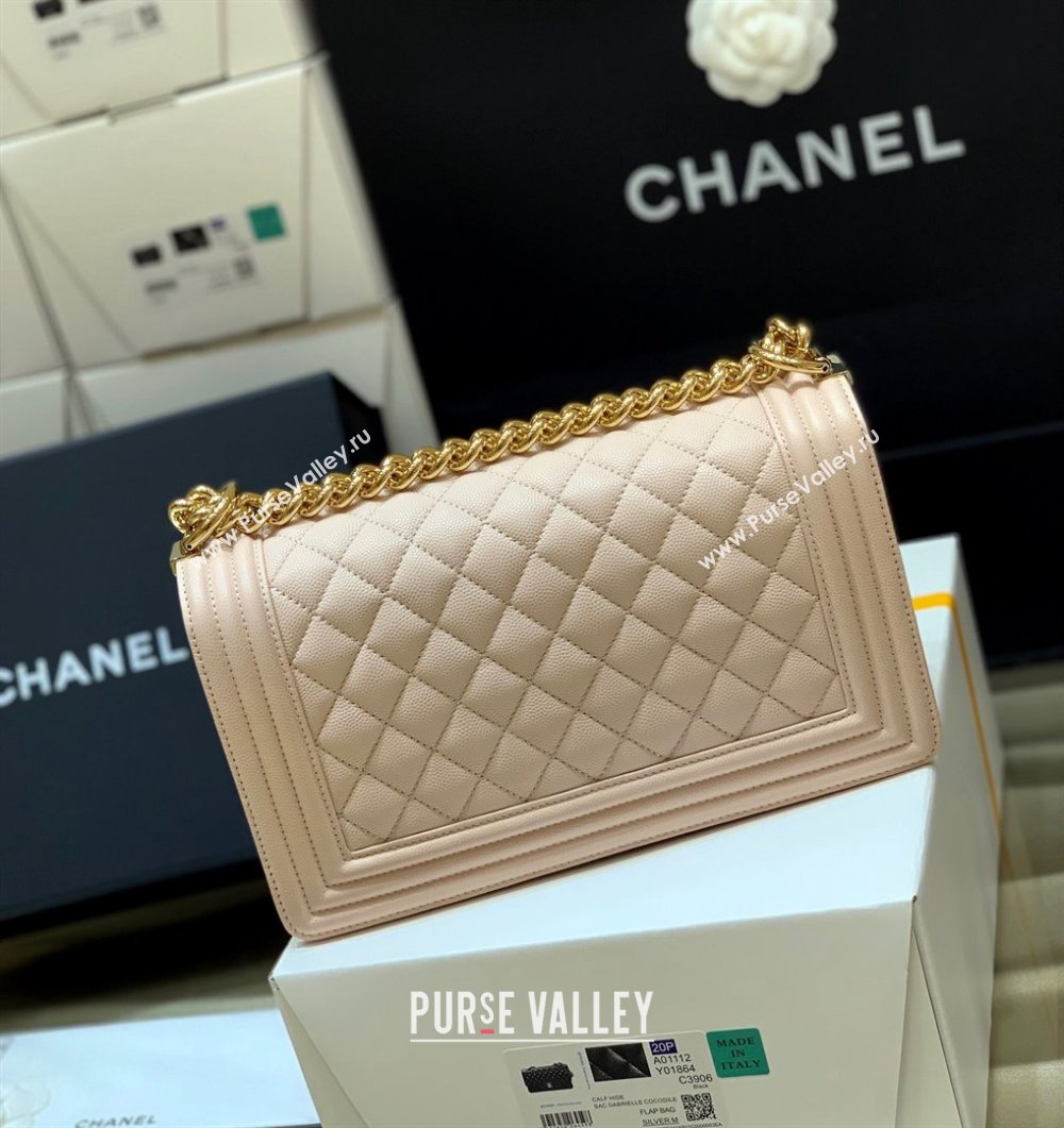 Chanel Medium Le Boy Bag In Caviar Leather pink With Gold Hardware(Original Quality) (shunyang-231106-05)