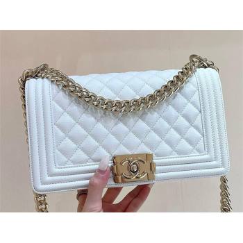 Chanel Medium Le Boy Bag In Caviar Leather white With silver Hardware(Original Quality) (shunyang-231106-06)