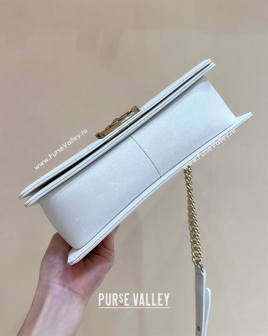 Chanel Medium Le Boy Bag In Caviar Leather white With silver Hardware(Original Quality) (shunyang-231106-06)