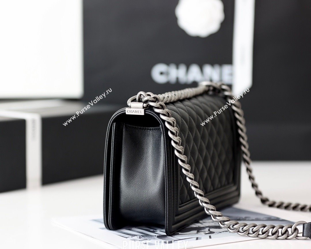 Chanel Medium Le Boy Bag In Caviar Leather black With silver Hardware(Original Quality) (shunyang-231106-02)