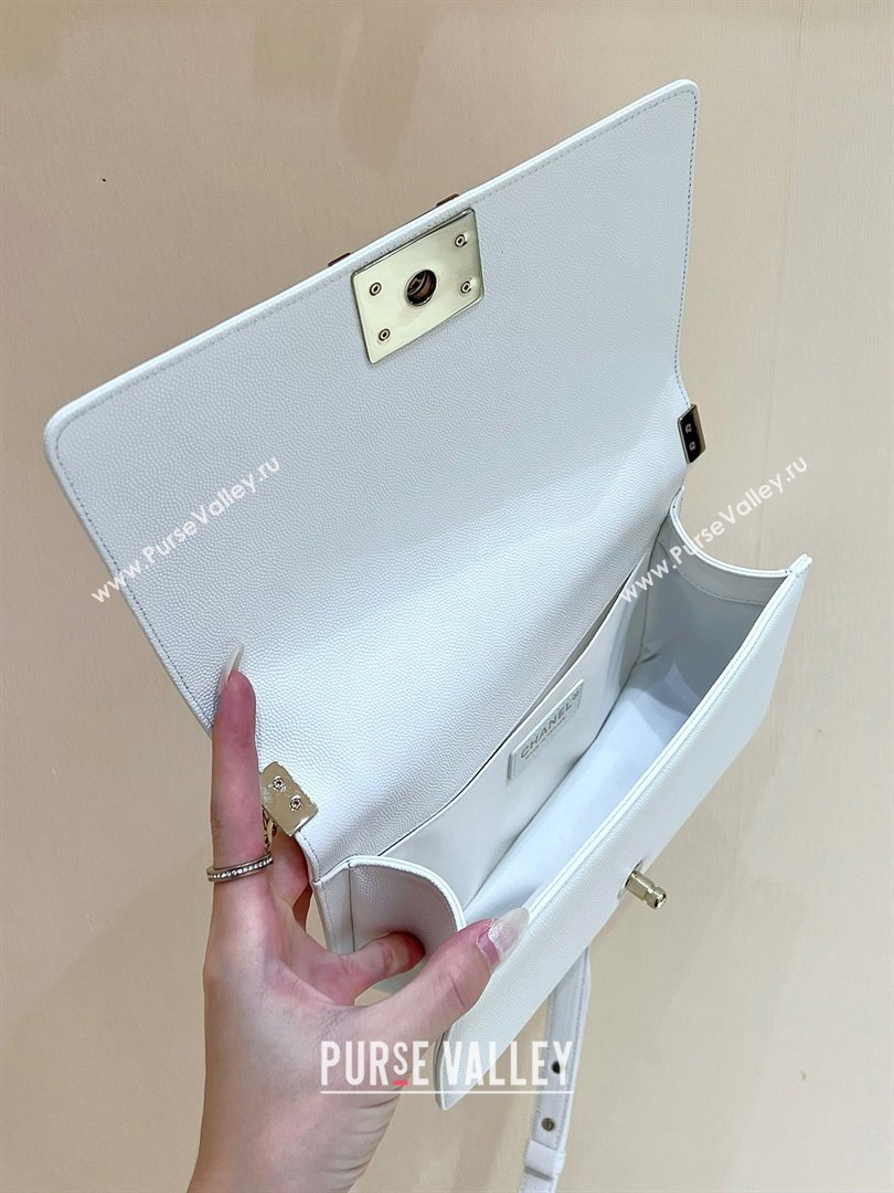 Chanel Medium Le Boy Bag In Caviar Leather white With silver Hardware(Original Quality) (shunyang-231106-06)