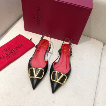 Valentino VLOGO Calfskin Slingback FLATS black/RED 2020 (modeng-210305-14)