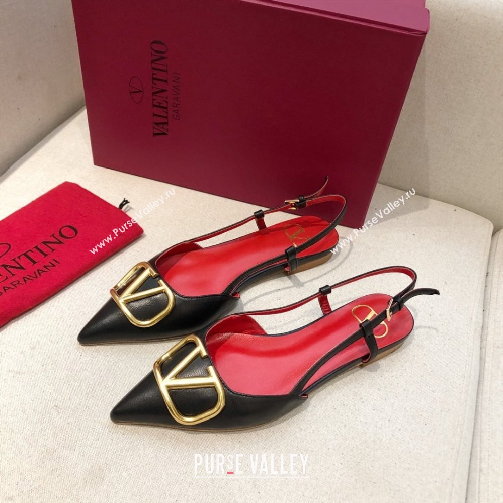 Valentino VLOGO Calfskin Slingback FLATS black/RED 2020 (modeng-210305-14)