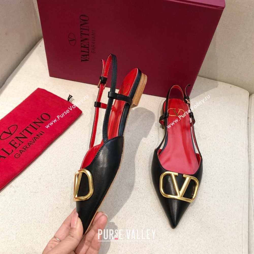 Valentino VLOGO Calfskin Slingback FLATS black/RED 2020 (modeng-210305-14)