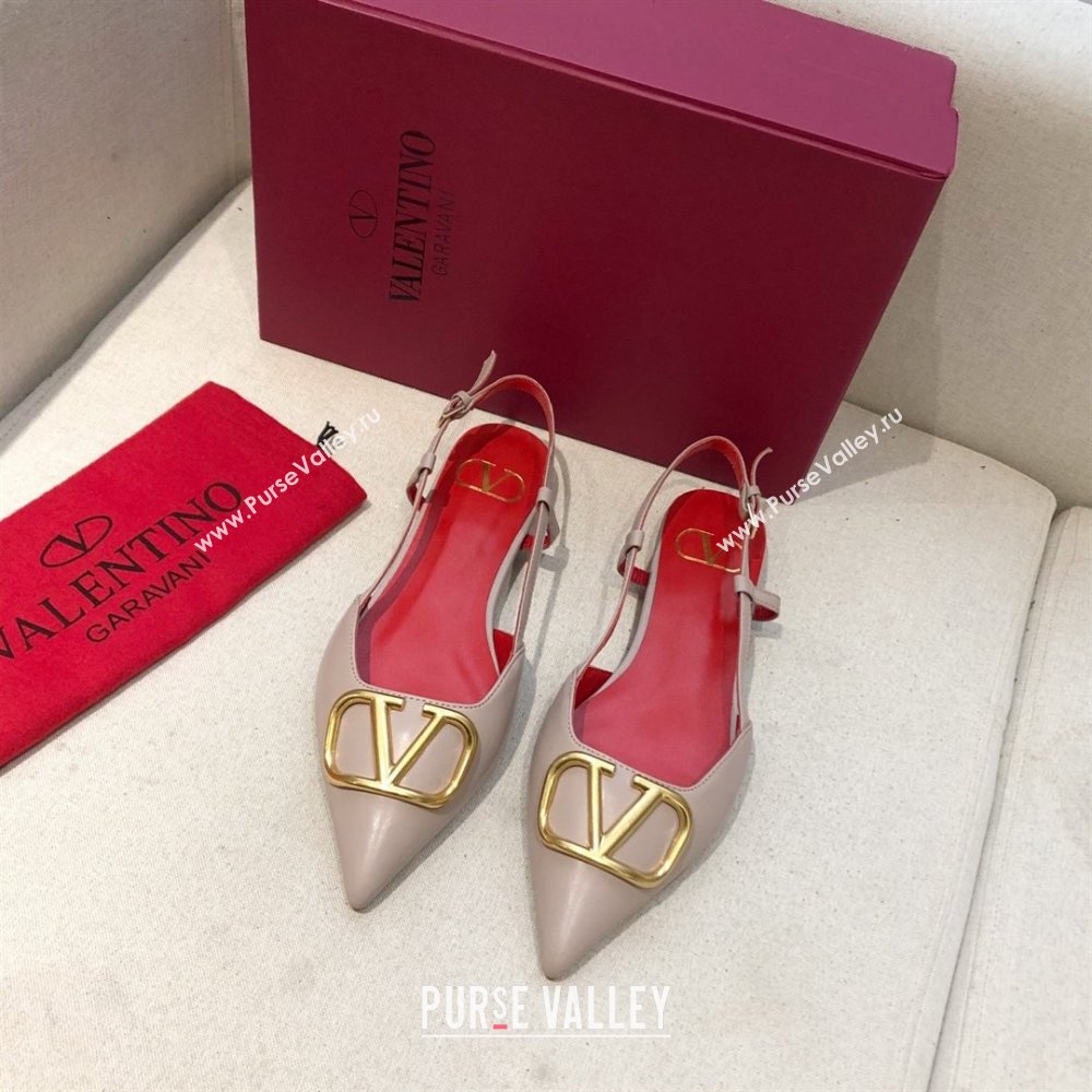 Valentino VLOGO Calfskin Slingback FLATS nude pink/RED 2020 (modeng-210305-15)