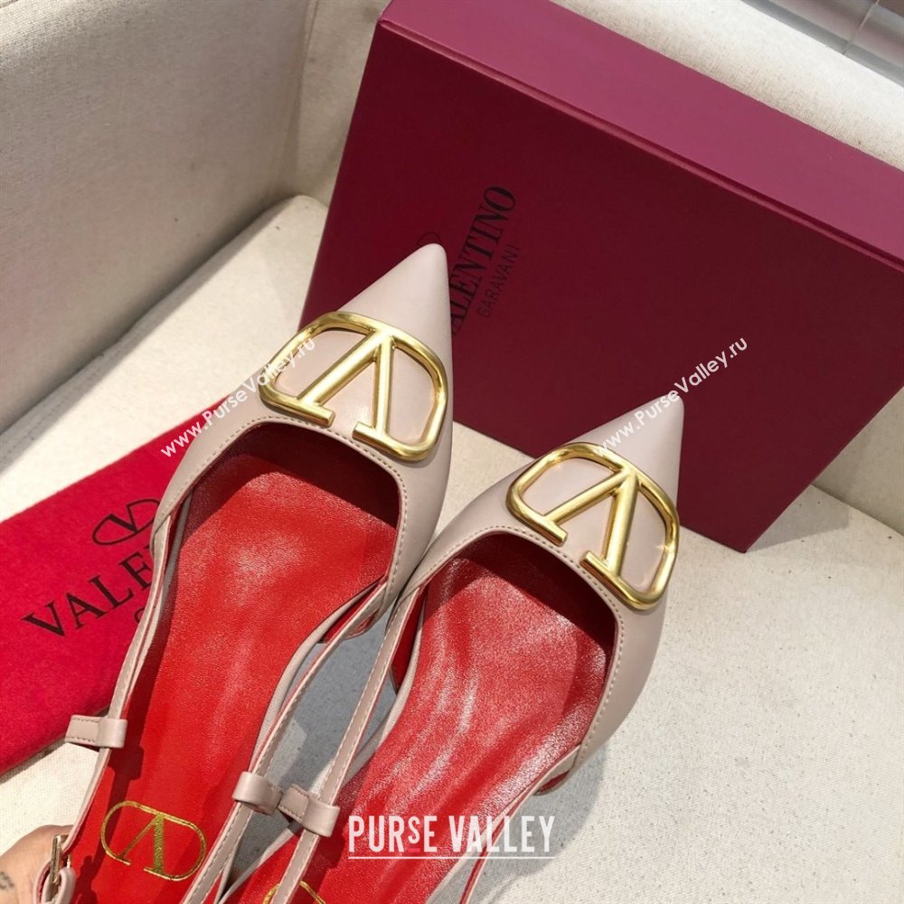 Valentino VLOGO Calfskin Slingback FLATS nude pink/RED 2020 (modeng-210305-15)