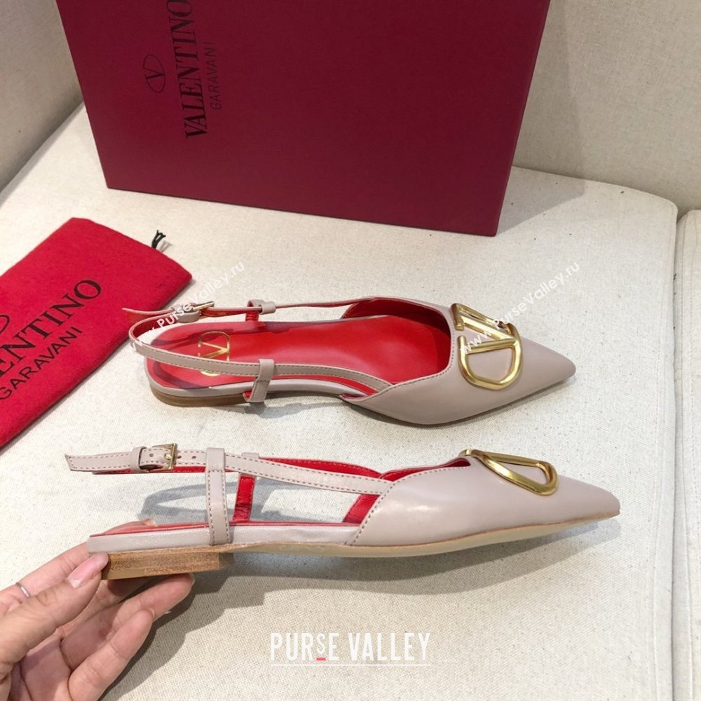 Valentino VLOGO Calfskin Slingback FLATS nude pink/RED 2020 (modeng-210305-15)