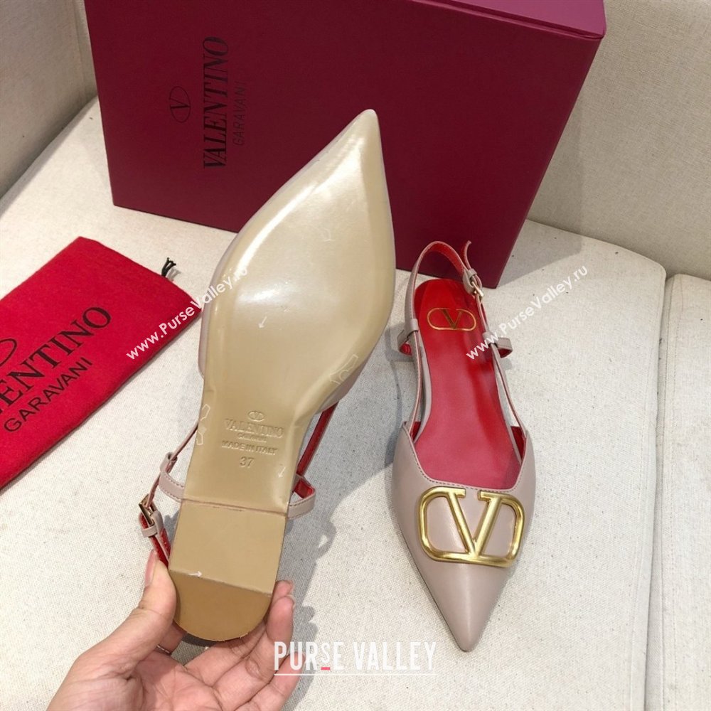 Valentino VLOGO Calfskin Slingback FLATS nude pink/RED 2020 (modeng-210305-15)