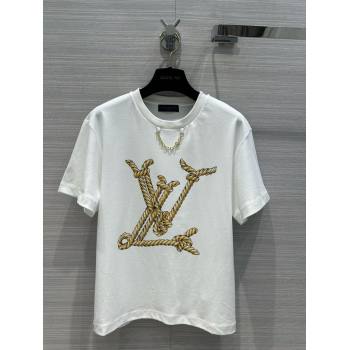 LOUIS VUITTON Nautical LV T-Shirt 1AFMZ4 WHITE 2024 (qiqi-240409-09)