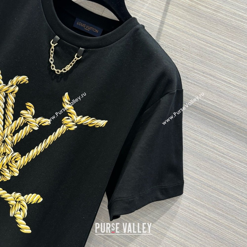 LOUIS VUITTON Nautical LV T-Shirt 1AFMZ4 BLACK 2024 (qiqi-240409-10)