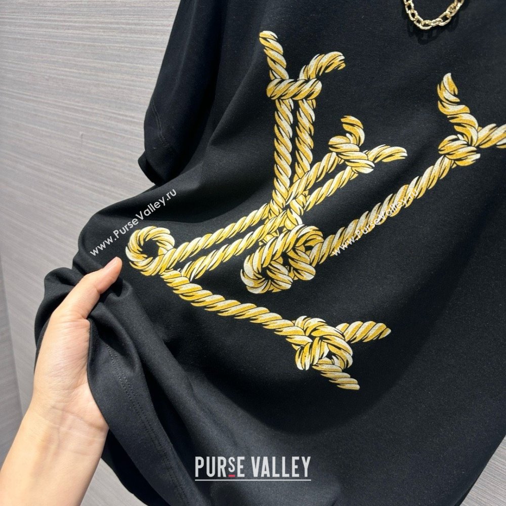 LOUIS VUITTON Nautical LV T-Shirt 1AFMZ4 BLACK 2024 (qiqi-240409-10)