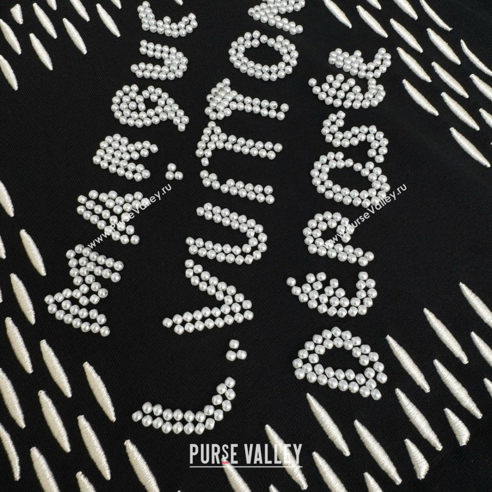 LOUIS VUITTON Embroidered Signature Cotton T-Shirt BLACK 2024 (qiqi-240409-14)