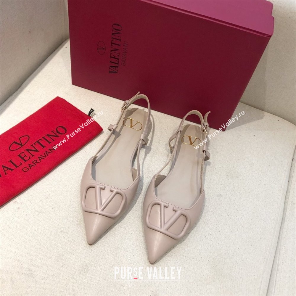 Valentino VLOGO Calfskin Slingback FLATS nude pink 2020 (modeng-210305-16)