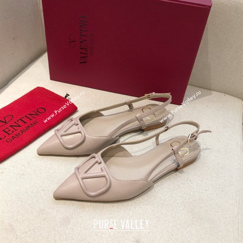 Valentino VLOGO Calfskin Slingback FLATS nude pink 2020 (modeng-210305-16)