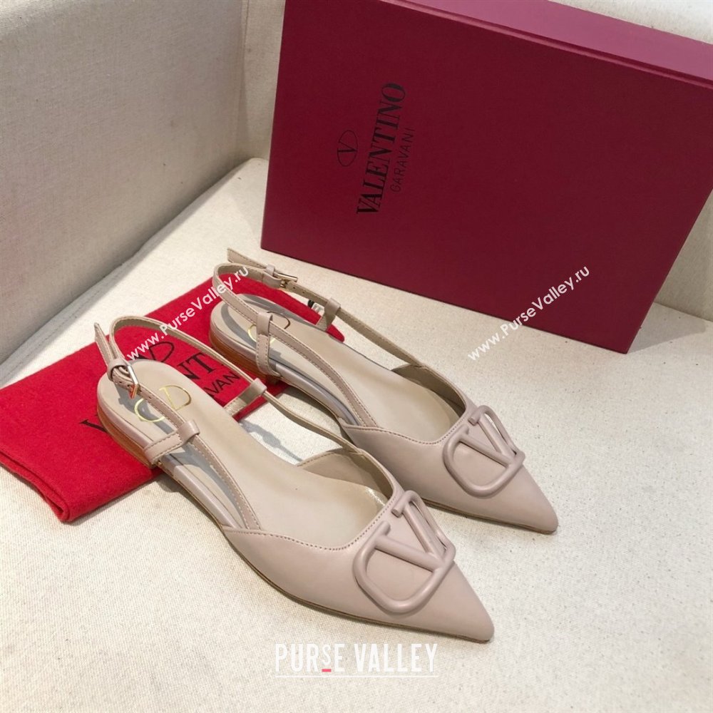 Valentino VLOGO Calfskin Slingback FLATS nude pink 2020 (modeng-210305-16)