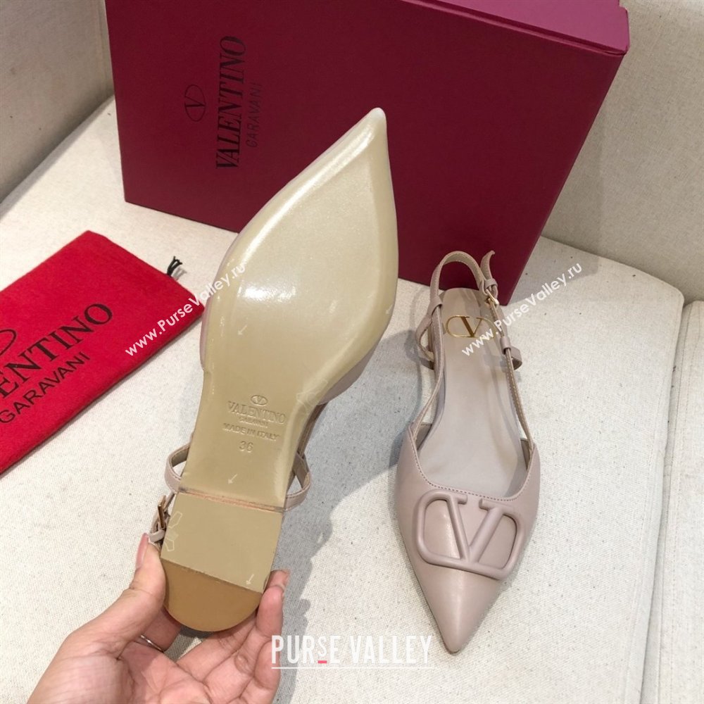 Valentino VLOGO Calfskin Slingback FLATS nude pink 2020 (modeng-210305-16)