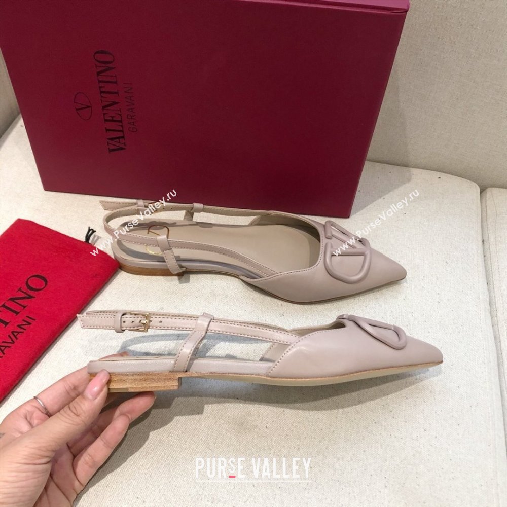 Valentino VLOGO Calfskin Slingback FLATS nude pink 2020 (modeng-210305-16)