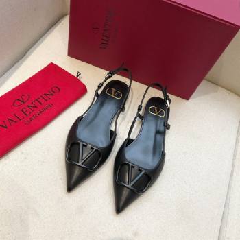 Valentino VLOGO Calfskin Slingback FLATS black 2020 (modeng-210305-17)