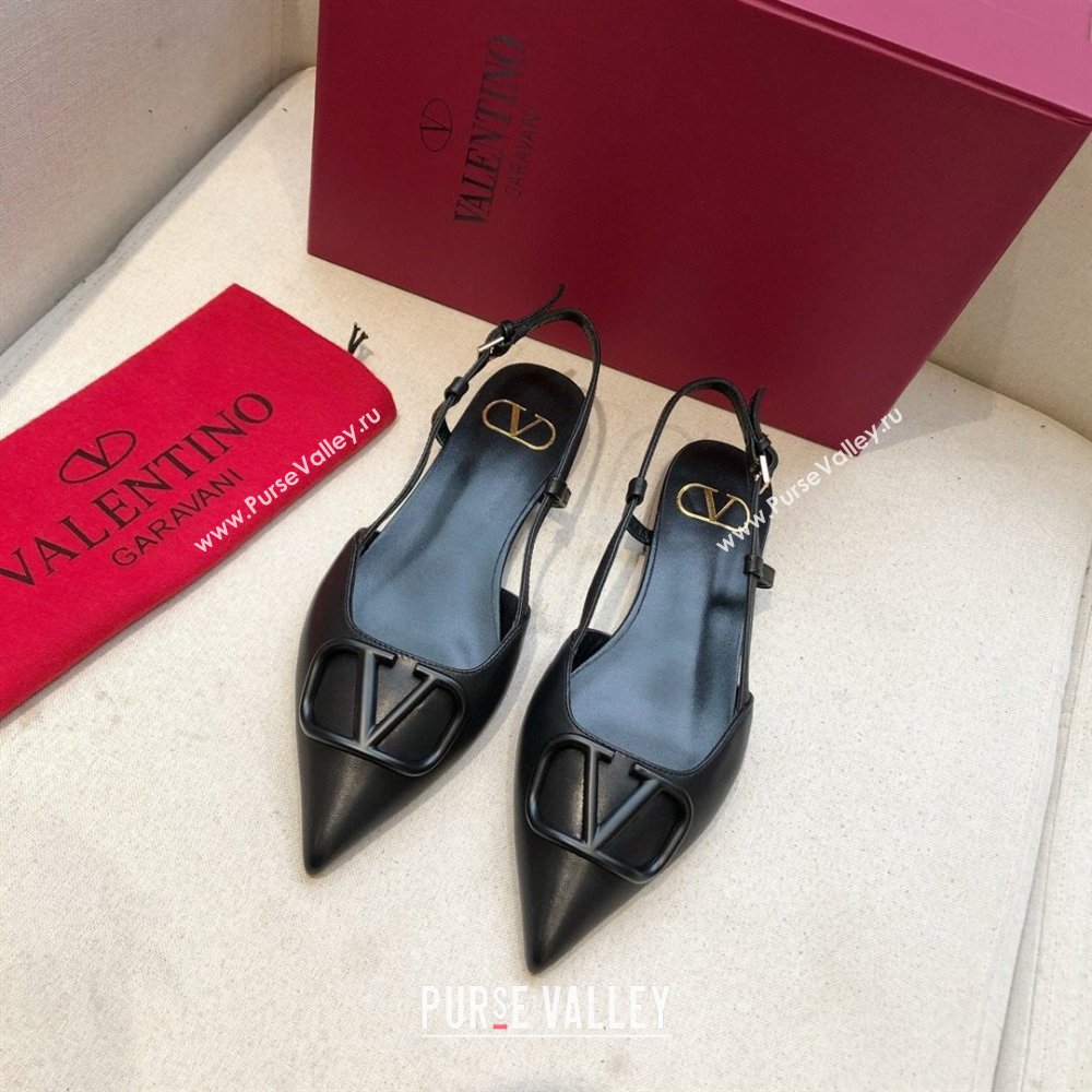 Valentino VLOGO Calfskin Slingback FLATS black 2020 (modeng-210305-17)